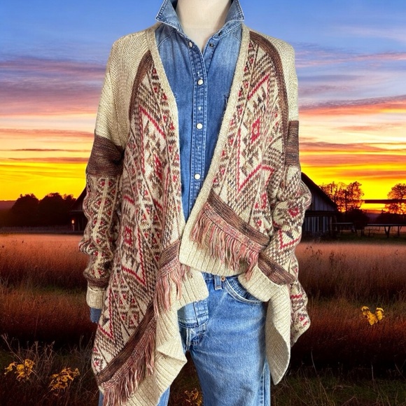 Lucky Brand Cardigan Boho Aztec - Picture 2 of 6